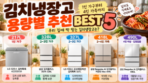 김치냉장고 용량별 추천 BEST 5, 1인 가구부터 4인 가족까지 비교